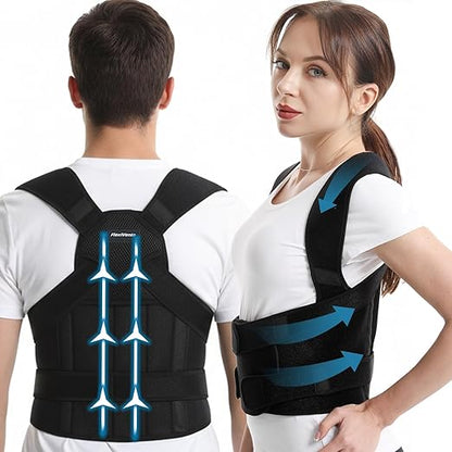 Posture Corrector for Women and Men, Upper Back Brace Adjustable Lightweight for Scoliosis, Neck Shoulder & Upper/Lower Back Pain Relief, Easy-on/off Back Straightener Posture Corrector, Under Clothes