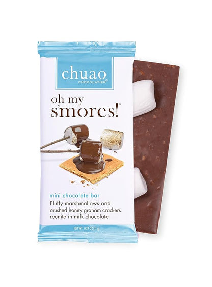 Chuao Chocolatier Oh My S'mores Milk Chocolate Mini Bars | Gourmet Marshmallow Graham Cracker No Preservatives | For Gift Baskets, Christmas, Birthday | 20 Pack