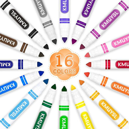 KMUYSL Washable Markers Bulk, 12 Assorted Colors - Broad Line Conical Tip Coloring Markers, School Art Supplies, Back to School Essentials & Teacher Classroom Must Haves (192 Pcs)