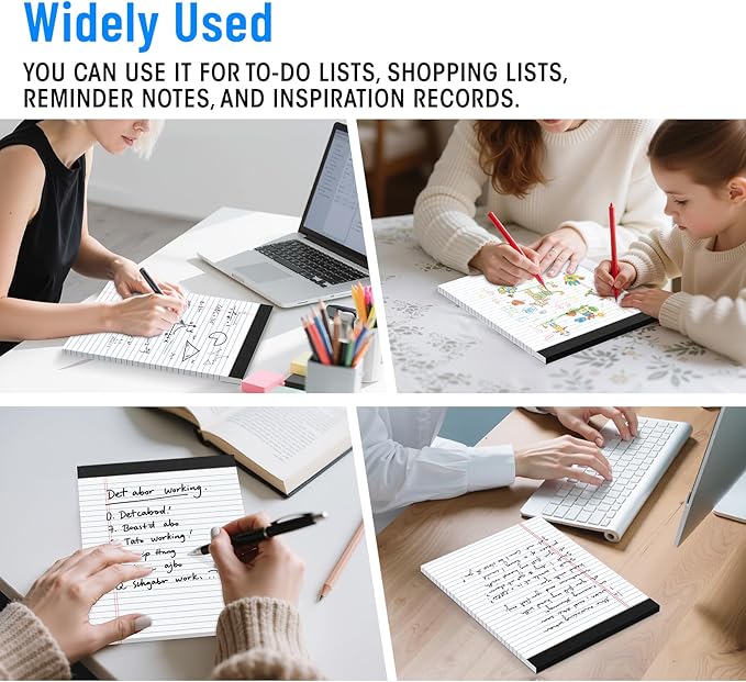 2pcs Legal Pads 8.5 x 11, Notepads 8.5 x 11 Inch, White Note Pads Clear Print Writing Pads of Paper, Memo Pads , Perforate Legal Notepads Paper , Wide Ruled Lined with Sturdy Back,50 Sheets/Pack