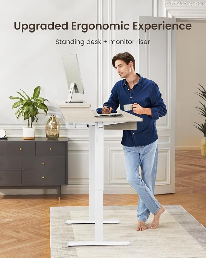 ErGear Electric Standing Desk with 4 Drawers, 63" x 30" Height Adjustable Desk with Storage, C-Clamp Mount Compatible, Computer Home Office Table with Cable Management Tray, Natural