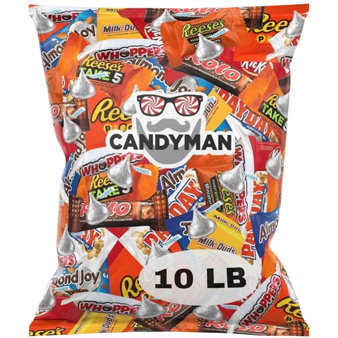 CANDYMAN 10 Pound Gift Box Mix of Chocolate, Individually Wrapped Assorted Bulk Candy Chocolates Variety Pack, Perfect for Holiday Candies, Chocolate Summer Candy Bulk