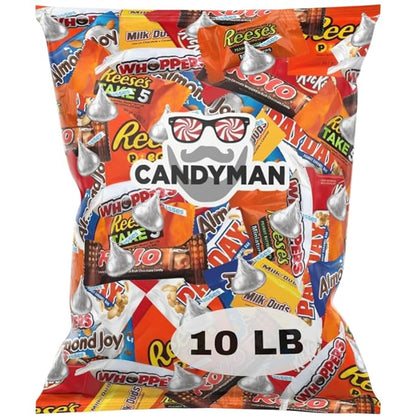 CANDYMAN 10 Pound Gift Box Mix of Chocolate, Individually Wrapped Assorted Bulk Candy Chocolates Variety Pack, Perfect for Holiday Candies, Chocolate Summer Candy Bulk