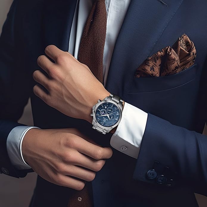 BY BENYAR Mens Watches Analog Quartz Chronograph Waterproof Wrist Watches for Men Fashion Business Work Casual Sport Designer Dress Watch with Calendar Elegant Gifts for Men