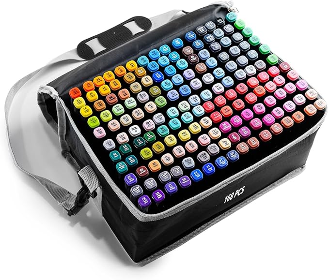Alcohol Markers 168 Colors with Base Dual Tip Art Drawing Markers for Anime Sketch Illustrations - Refillable