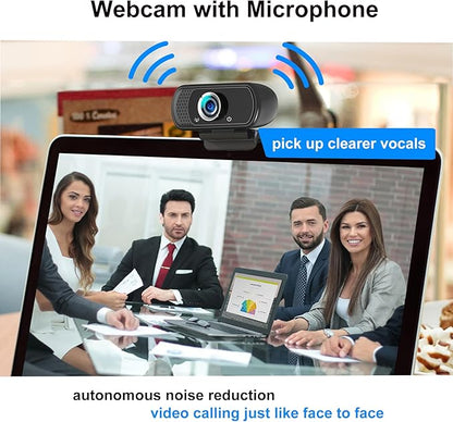 Webcam 1080p, Webcam for PC-with Microphone/Tripod/Privacy Cover, Plug and Play USB Computer Camera, Wide Angle, Streaming Web Camera for Desktop Computer/PC Web-Cam for Laptop Mac Zoom Conference