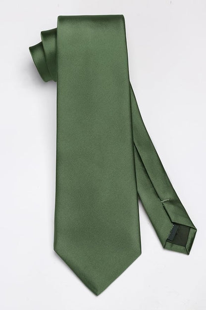 HISDERN Mens Solid Color Ties Formal Satin Necktie and Pocket Square Set Classic Wedding Business Tie & Handkerchief