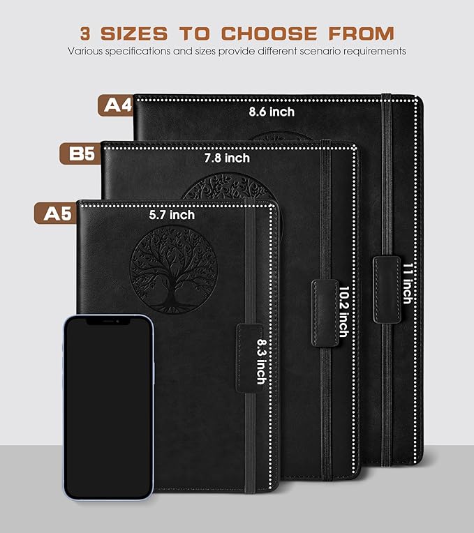 Lined Journal Notebook for Women Men,256 Pages B5 Large Hardcover Leather Journals for Writing,Travel,Business,Work,School,College Ruled Notebooks for Note Taking,Diary Notepad 7.8"×10.2"