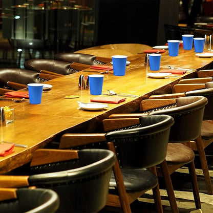 Disposable Paper Cups, 60pcs Blue Paper Cups For DIY Wedding Party Picnic BBQ Travel and Event 8oz (Blue)