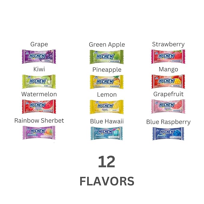HI-CHEW Variety Mix, Pack of 4 Bags - 17 Flavor Assort Sweet and Sour Chewy Candy, Unique Fun Soft - Immensely Juicy Fruity Candy Flavors - Individually Wrapped for Sharing