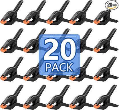 20 Pack 4.5 inch Plastic Spring Clamps, Black Heavy Duty Clips, Backdrop Clips, Woodworking Clamps, Plastic Clamps for Crafts, Backdrop Stand, Woodworking, Photography