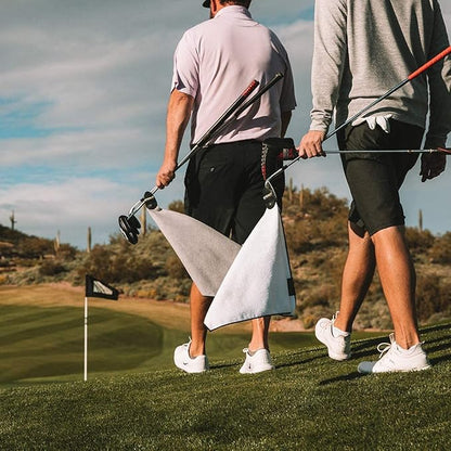 STICKIT Magnetic Towel, White | 2-Pack | Top-Tier Microfiber Golf Towel with Deep Waffle Pockets | Industrial Strength Magnet for Strong Hold to Golf Carts or Clubs