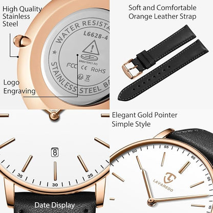 BEN NEVIS Watch, Mens Watch, Minimalist Fashion Simple Wrist Watch Analog Date with Leather Strap