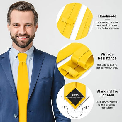 Black Ties For Men Solid Pure Color Formal Neckties 3.15" (8CM) Men's Tie for Business and Wedding with Gift Box