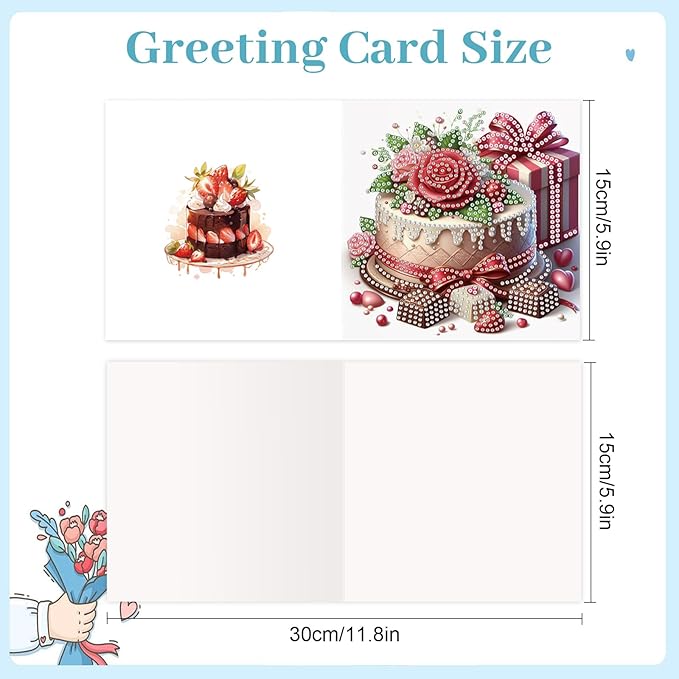 jinglinhh 12pcs Valentine's Day Diamond Art Painting Cupcake Rose Flower Butterfly Greeting Cards with Envelopes, DIY Card Making Kits for Adults, Diamond Art Birthday Holiday Cards Craft Gifts