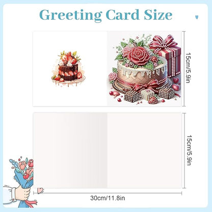 jinglinhh 12pcs Valentine's Day Diamond Art Painting Cupcake Rose Flower Butterfly Greeting Cards with Envelopes, DIY Card Making Kits for Adults, Diamond Art Birthday Holiday Cards Craft Gifts