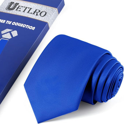 Black Ties For Men Solid Pure Color Formal Neckties 3.15" (8CM) Men's Tie for Business and Wedding with Gift Box