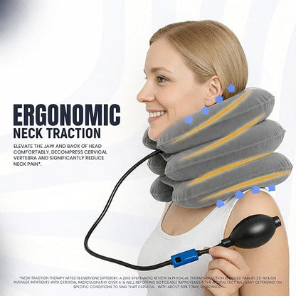 Neck Stretcher, Cervical Traction Device, Neck Traction Device for Neck Pain Relief, Adjustable Inflatable Neck Stretcher Cervical Traction and Neck Brace, Neck Decompression Home Use (Gray)