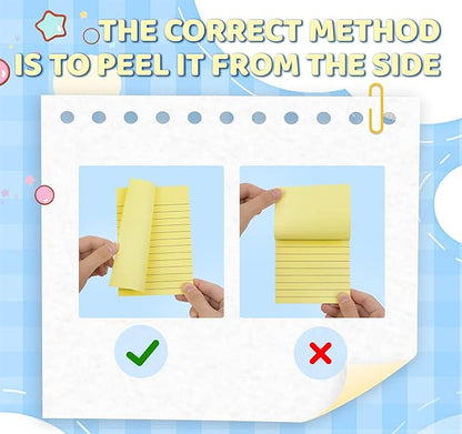 (8 Pads) Agoer Lined Sticky Notes 4x6 in, Light Yellow Self-Stick Notes Pad with Blue Lines, Ruled Sticky Notes for Office, School, Home, 50 Sheets/Pad, 80gsm Paper, Strong Adhesive Memo Pads