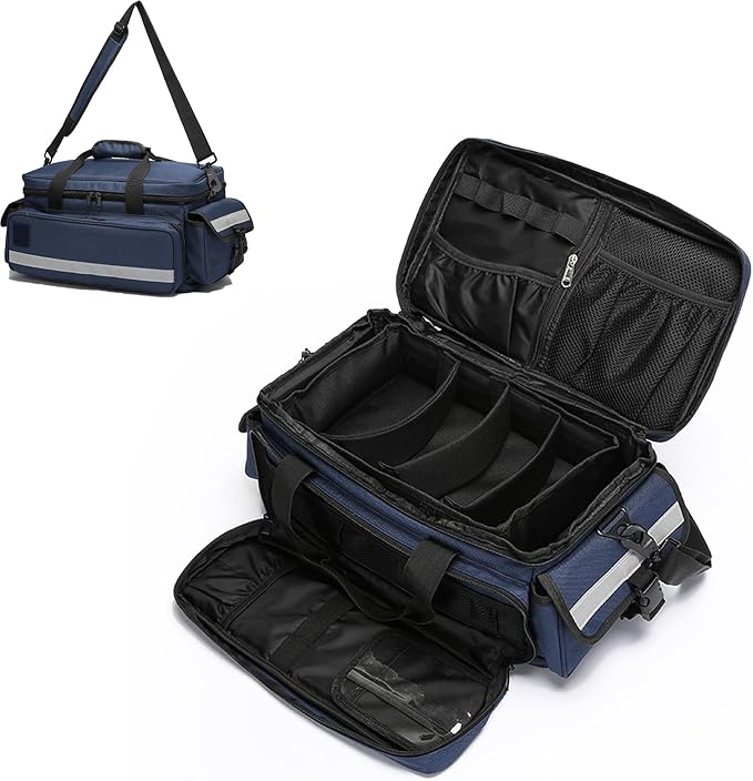 Medical Bag,First Aid Bag,Emergency Bag, Organizer Professional First Responder Trauma Bag with Detachable Dividers for Nurses,Home Health Care, EMT(Bag Only)