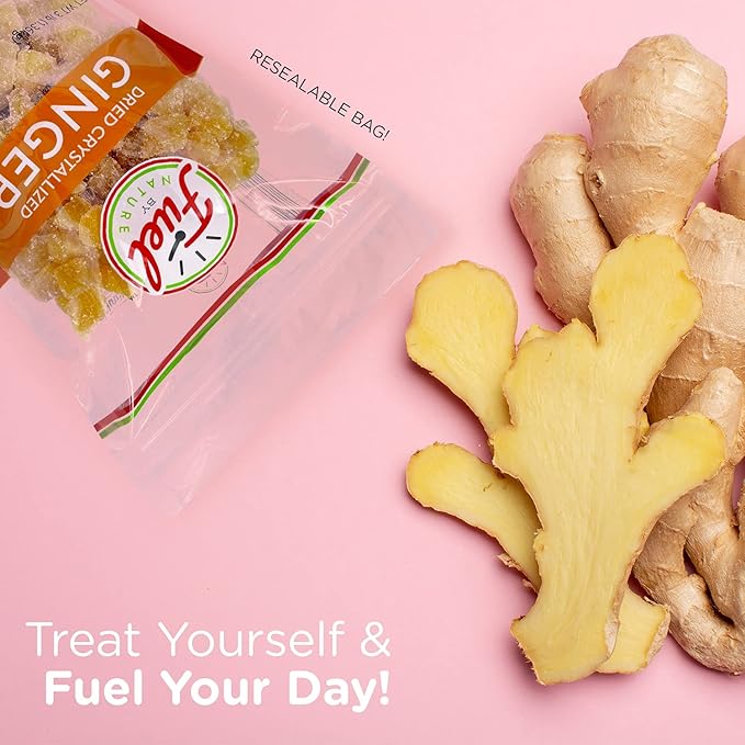 Fuel by Nature Dried & Crystallized Ginger Healthy Snack, High Energy Treats for Snacking, Bulk Dried Candied Ginger, 1lb