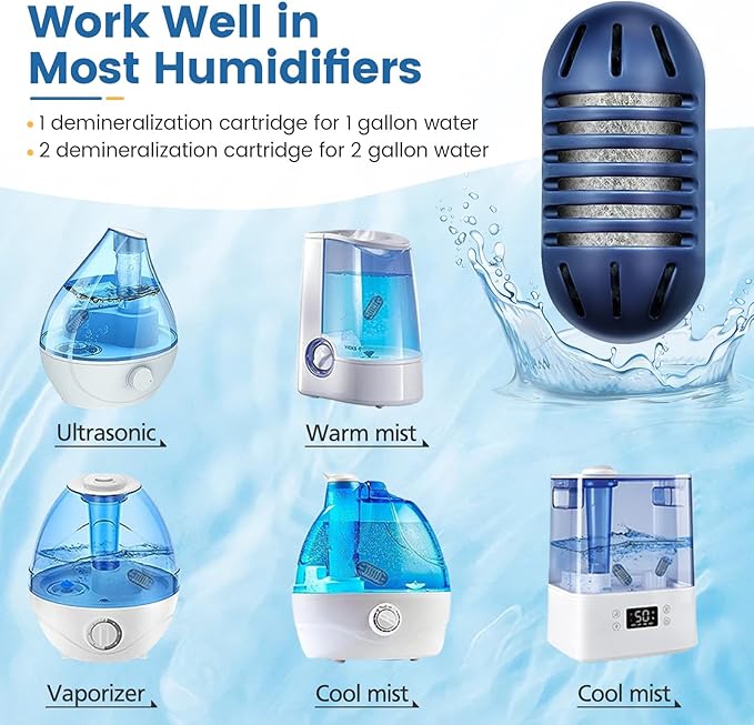 isinlive Demineralization Cartridge for HoMedics Ultrasonic Humidifiers: 16-Pack Demineralization Cartridges Filter Replacement, Filters Mineral Deposits, Prevents Hard Water Build-Up, Purifies Water