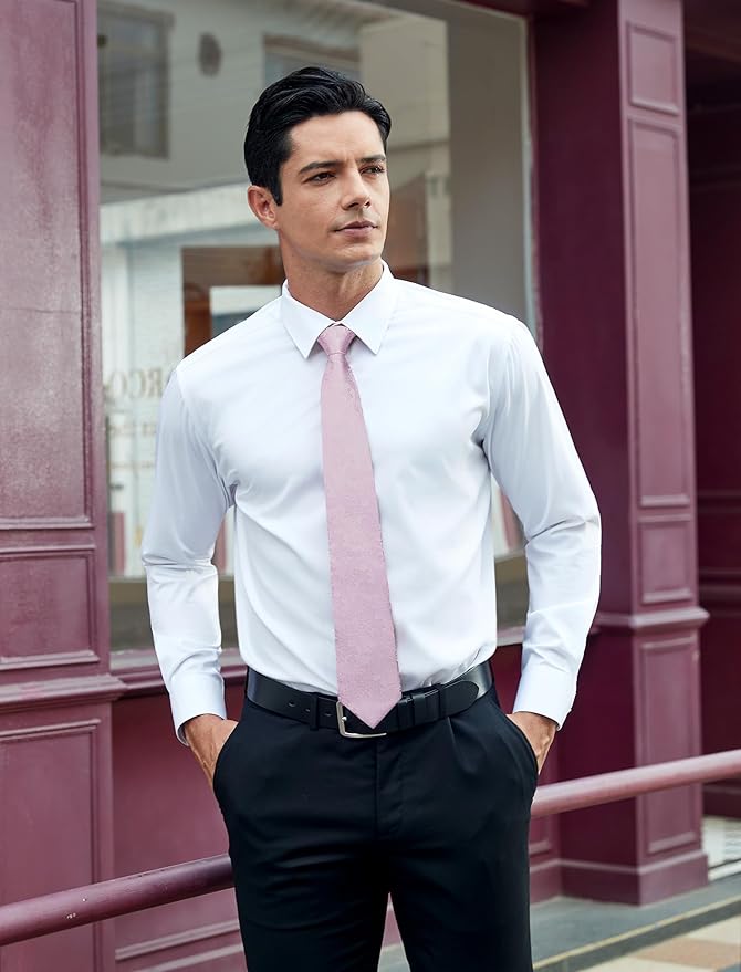 HISDERN Men Floral Ties Woven Classic 3.4" Necktie Set Formal Tie Pocket Square for Wedding with Handkerchief Gift Box