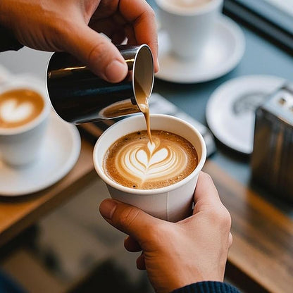 100 Pack Paper Cups, 8 oz Disposable Coffee Cup, White Paper Cups, Hot Beverage Drinking Cup for Parties, Travel, and Events