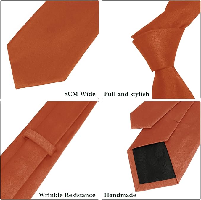 Men's Ties Solid Pure Color 3.15" (8CM) Necktie Plain Formal Business Wedding Black Ties For Men