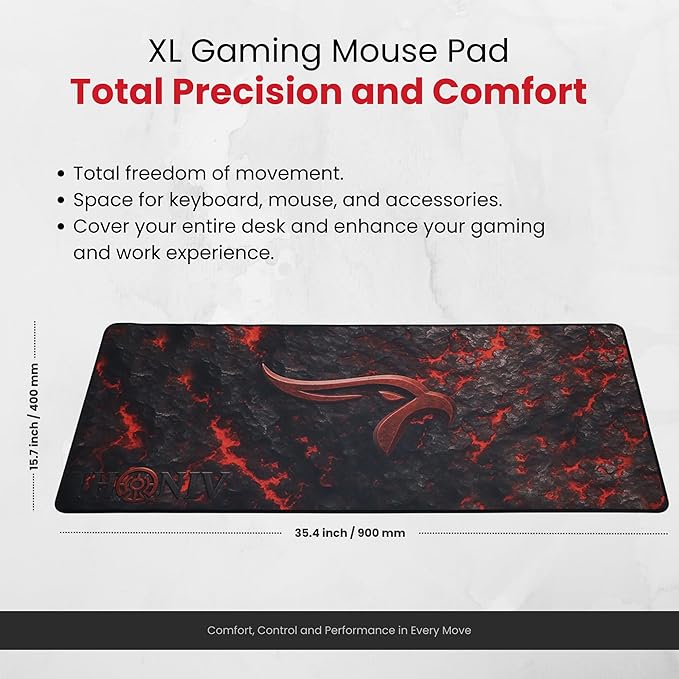 Gaming Mouse Pad XL Desk Mat 35.4x15.7 Inches – Large Mouse Mat with Non-Slip Rubber Base, Smooth Surface for Work & Play, Extended Desk Pad for Office or Gaming Setup