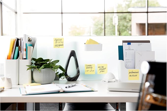 Post-it 100% Recycled Paper Super Sticky Notes, 2X The Sticking Power, 3x3 in, 24 Pads/Pack, 70 Sheets/pad, Canary Yellow (654R-24SSCY-CP)
