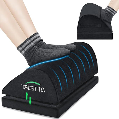 TALSTILA Foot Rest for Under Desk at Work, Foot Rest with Warm Plush Feet Pocket, Ergonomic Adjustable Memory Foam Footrest for Office Chair, Foot Stool for Office - Back & Leg Pain Relief