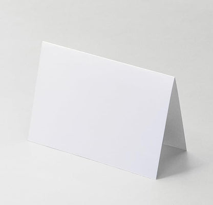 4x6"Plain White Folding Tent Cards (Set of 50)-8x6"Folds to 4x6"- Simple Blank Card Stock for Writing, Stamping, Drawing - Make Your Own Note, Thank You Cards