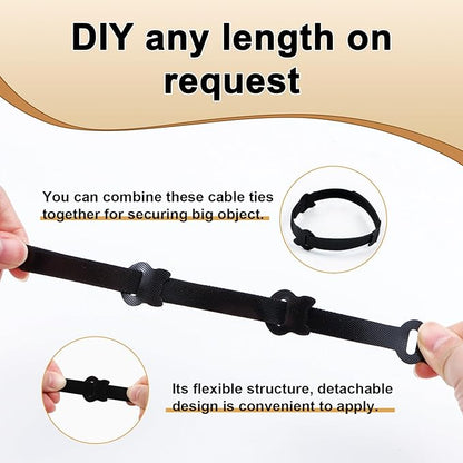 Reusable Cable Ties 6 In 100 Pack Heavy Duty Black Cord Organization Straps Adjustable & Releasable Hook and Loop for Indoor/Outdoor Wire Management