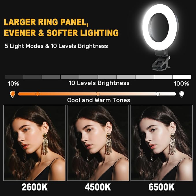 Ring Light for Video Conference Lighting,360°Adjustable,Portable LED Video Conference Lighting for Monitor,Laptop&Desktop Computer,Streaming Light for Zoom Meetings, Selfie Makeup, Video Calls