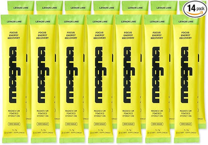 MAGNA Electrolytes Powder Drink Mix for Hydration, Energy & Focus Support with Magnesium L Threonate, Sodium, Potassium, Vitamin D, B6 & B12, Sugar Free, Lemon Lime Flavor, 14 Servings