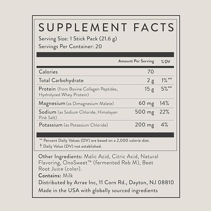 Arrae Clear Protein – Natural Protein Supplement, Smooth Texture, Easy to Mix, 20 Servings, Clean Formula with Electrolytes