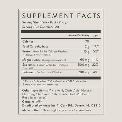 Arrae Clear Protein – Natural Protein Supplement, Smooth Texture, Easy to Mix, 20 Servings, Clean Formula with Electrolytes