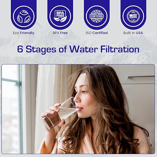 Crystal Quest SMART PLUS In-Line Water Filter System - Filters Up To 10,000 Gallons - Inline Water Filtration for Refrigerator, Ice Maker, Water Cooler, Coffee Maker - Easy Install, 6-Stage Filtration