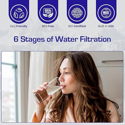 Crystal Quest Smart Ultimate in-Line Water Filter System - Filters Up to 30,000 Gallons - Inline Water Filtration for Refrigerator, Ice Maker, Coffee Maker - High-Performance 6-Stage Water Filter