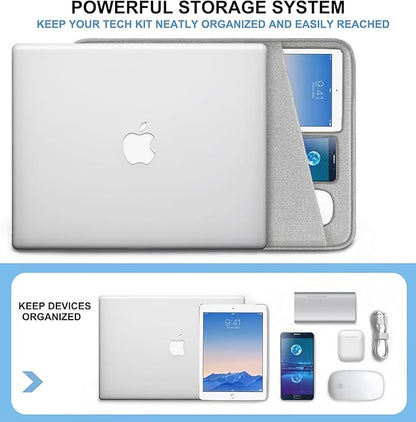Laptop Sleeve Case 13.3 inch, Shockproof Protective Computer Cover with Accessories Pocket, Laptop Bag Compatible with MacBook Air/Pro 13-13.3 inch, Compatible for MacBook Pro 14 inch, Gray