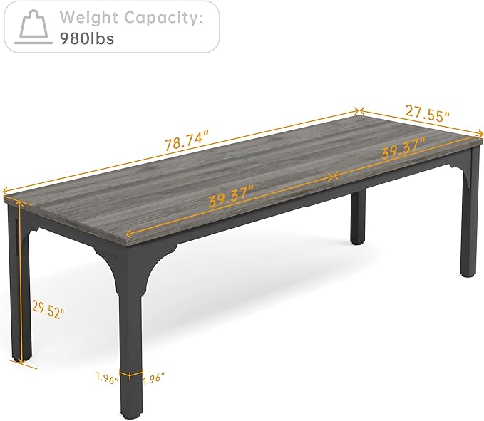 6.56 FT Conference Table, Super Sturdy Large Rectangle Meeting Seminar Table for 8 Person, Long Business Tables (Grey, 1PC)