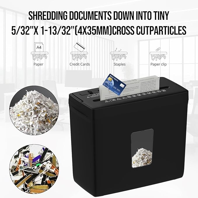 Paper Shredder for Home Use,5 Sheets Small Cross Cut Paper Shredder,P-4 Security Level with 2.38-Gallon Basket, 4-Mode Design-Durable & Fast and Jam Proof for Home Office Utilization