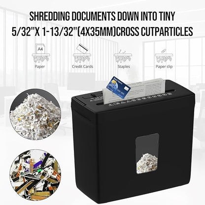 Paper Shredder for Home Use,5 Sheets Small Cross Cut Paper Shredder,P-4 Security Level with 2.38-Gallon Basket, 4-Mode Design-Durable & Fast and Jam Proof for Home Office Utilization