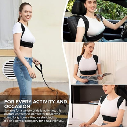 Vicorrect Posture Corrector for Women and Men, Adjustable Upper Back Brace for Clavicle Support and Providing Pain Relief from Neck, Shoulder, and Upper Back (Black, Large/X-Large)