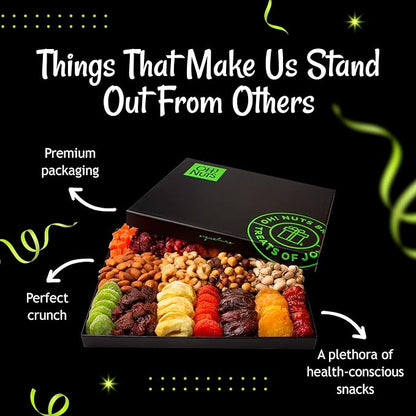 Oh! Nuts Dried Fruit and Nut Gift Basket - XL 18 Variety Gourmet Assorted Fruits and Nuts Gift Baskets - Holiday Gift Box - Food Snack Box for Birthday, Corporate - Gift for Men, Women