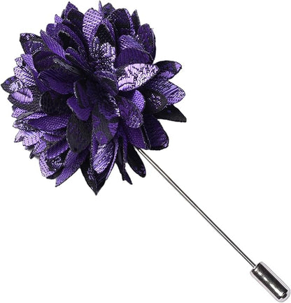 GUSLESON 3.15"（8cm） Mens Floral Tie and Lapel Pin Necktie Hankerchief Cufflinks Set for Men