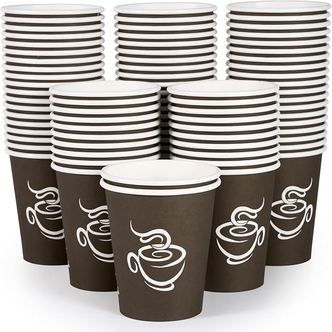 LITOPAK 400 Pack 8 oz Paper Cups, Brown Disposable Hot Coffee Cups for Party, Picnic, Travel, and Events