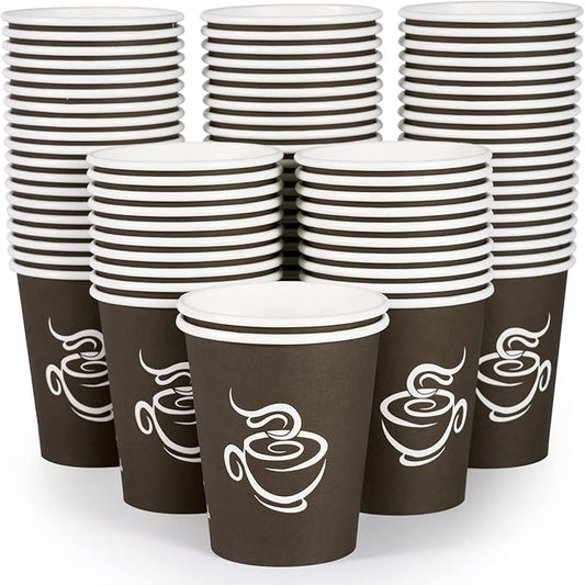 LITOPAK 400 Pack 8 oz Paper Cups, Brown Disposable Hot Coffee Cups for Party, Picnic, Travel, and Events