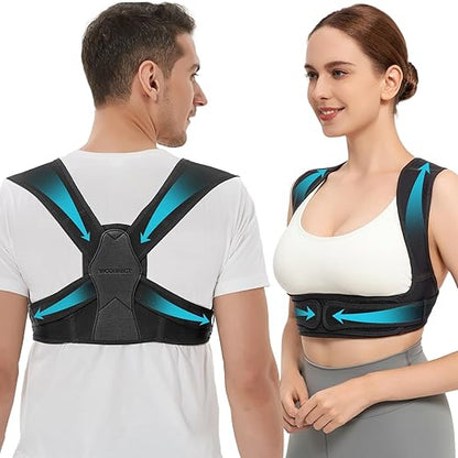 Vicorrect Posture Corrector for Women and Men, Adjustable Upper Back Brace for Clavicle Support and Providing Pain Relief from Neck, Shoulder, and Upper Back (Black, Large/X-Large)